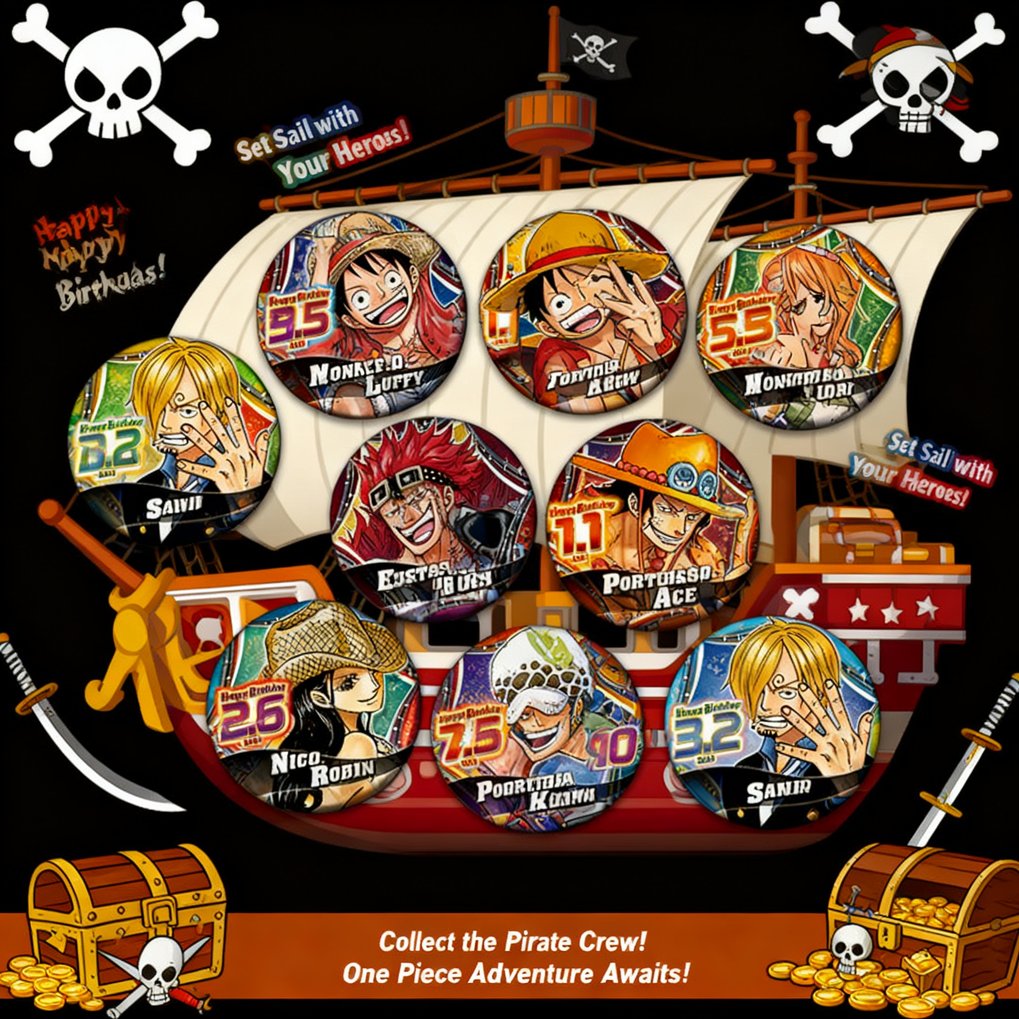 Anime Convention Merchandise - One Piece Anime Badge Collection Luffy