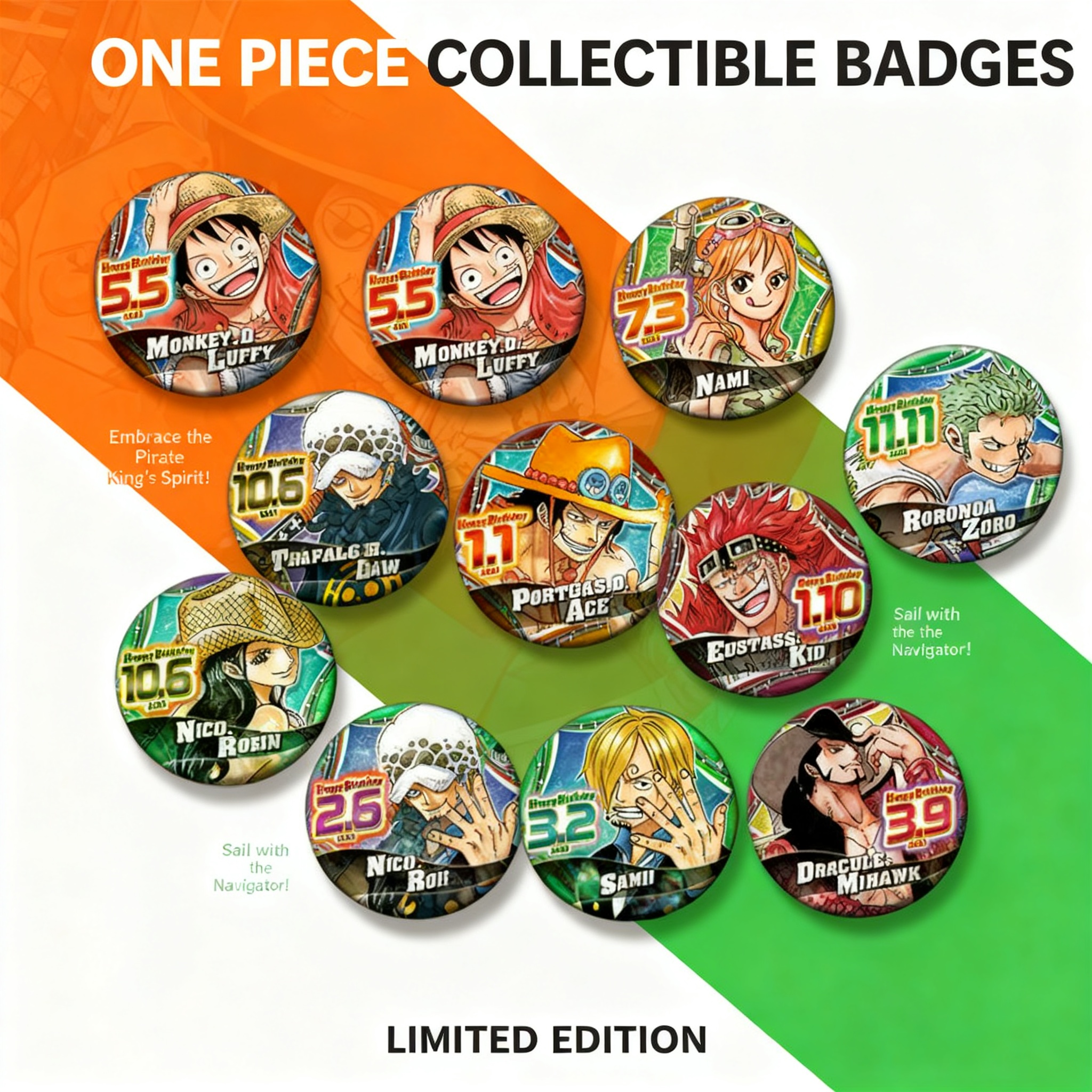 One Piece Anime Badge Set Luff - Anime Convention Merchandise recensie en prijs